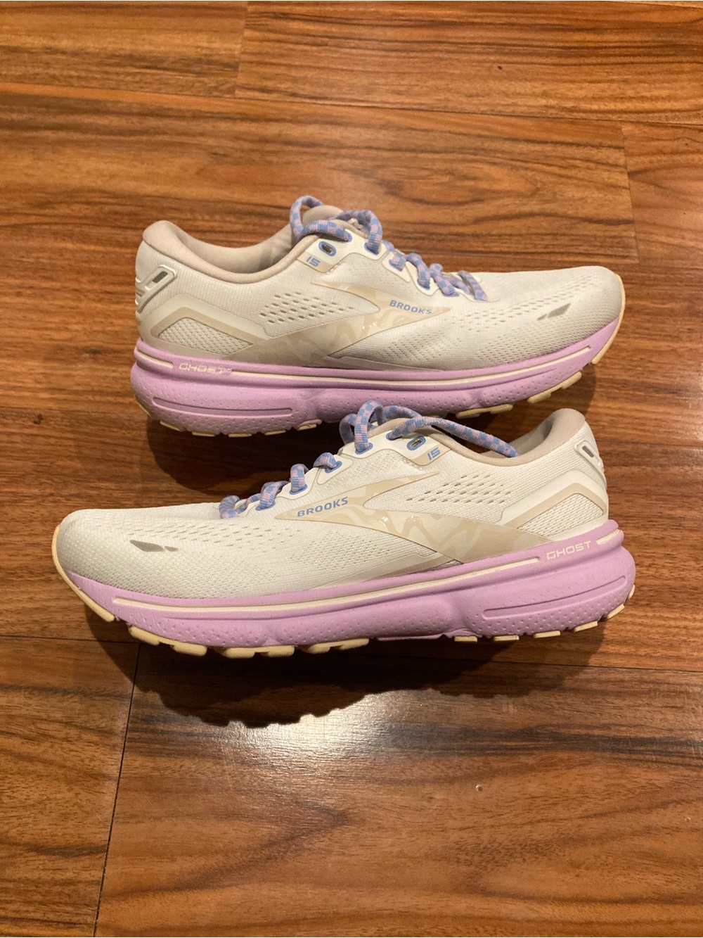 BROOKS White Ghost 15 Running Shoes Sneakers Women's 7.5 D Wide 1203801D166